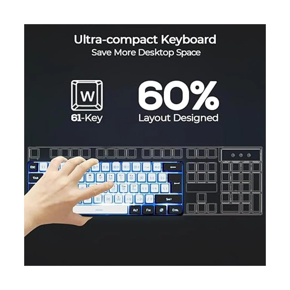 ABUCOW WhiteBlack Minimalist Portable Wired Gaming_3