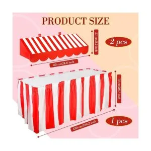 Decoraciones de pared de toldo 3D y faldas de mesa a rayas_2