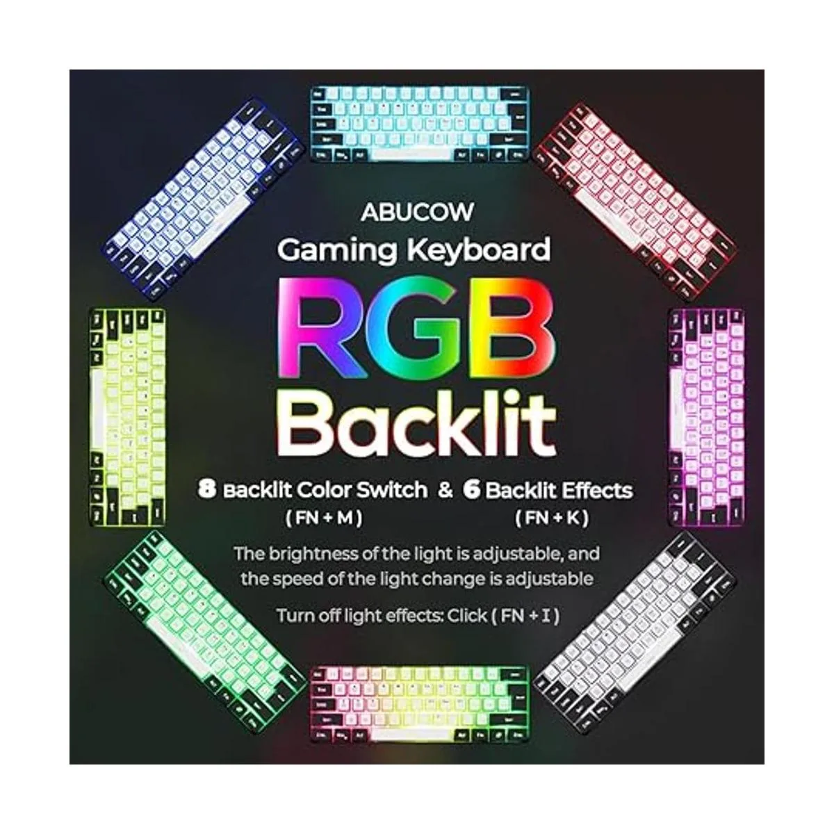 ABUCOW WhiteBlack Minimalist Portable Wired Gaming_2