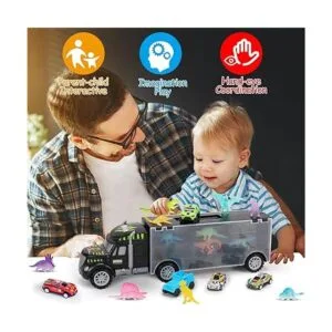 Dinosaur Transport Toy Trucks with 16 Glowing Dino Figures_2