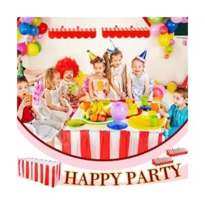 Decoraciones de pared de toldo 3D y faldas de mesa a rayas_6