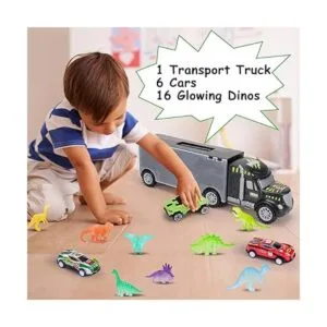 Dinosaur Transport Toy Trucks with 16 Glowing Dino Figures_5