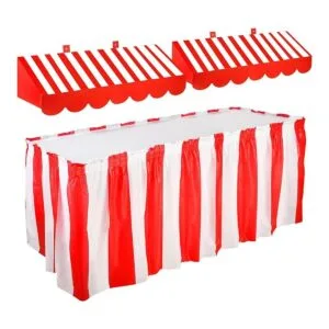 Decoraciones de pared de toldo 3D y faldas de mesa a rayas_1