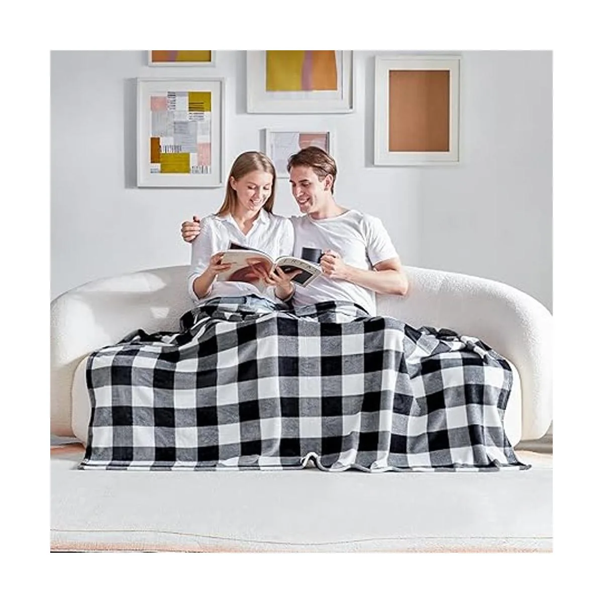 Touchat Manta de forro polar manta a cuadros de búfalo_7