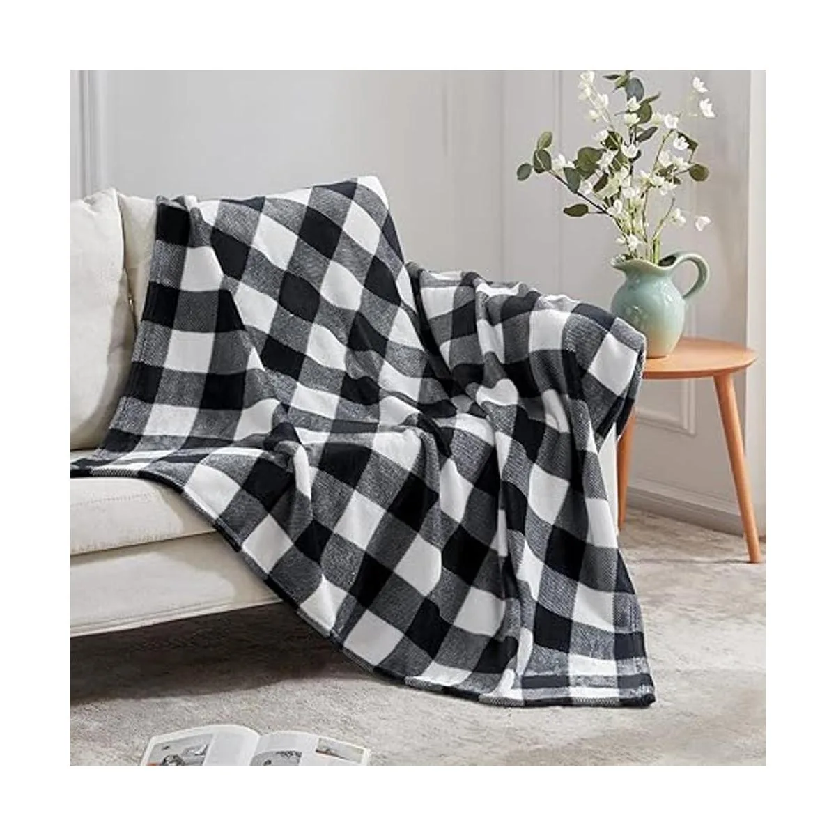 Touchat Manta de forro polar manta a cuadros de búfalo_4