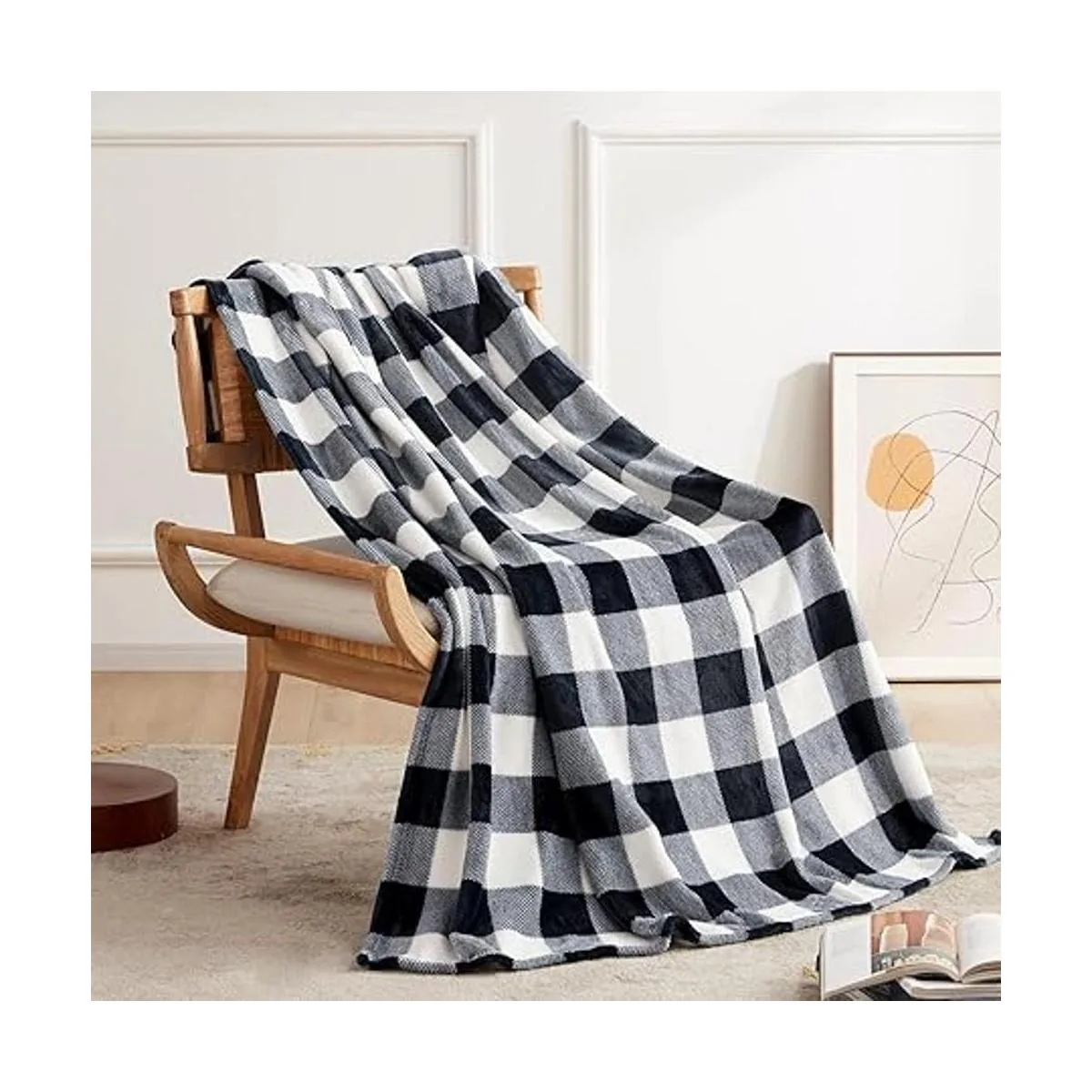 Touchat Manta de forro polar manta a cuadros de búfalo_3