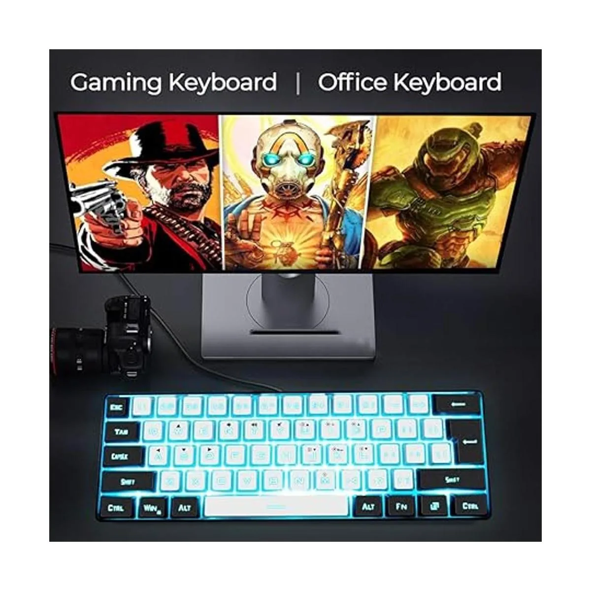 ABUCOW WhiteBlack Minimalist Portable Wired Gaming_6