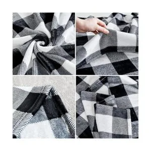 Touchat Manta de forro polar manta a cuadros de búfalo_5