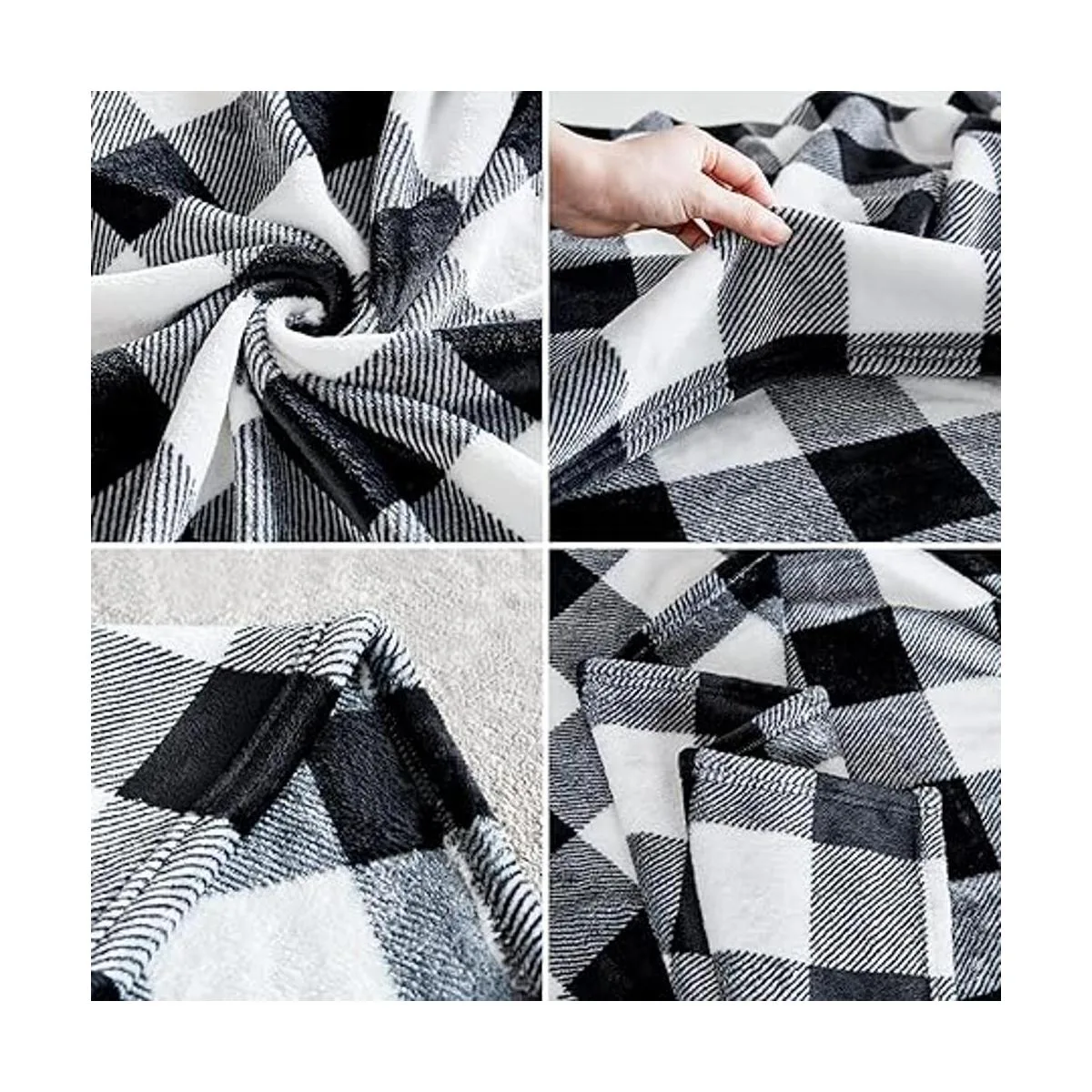 Touchat Manta de forro polar manta a cuadros de búfalo_5