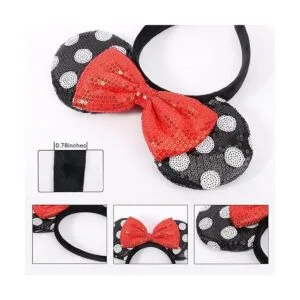 Diademas con orejas de ratón 2 piezas clásicas con lazo_3