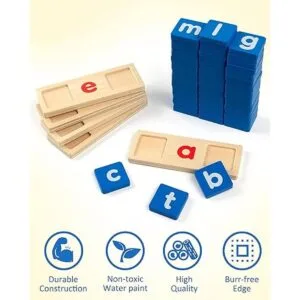 Coogam Letras de lectura de vocales cortas de madera_6