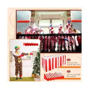 Decoraciones de pared de toldo 3D y faldas de mesa a rayas_5