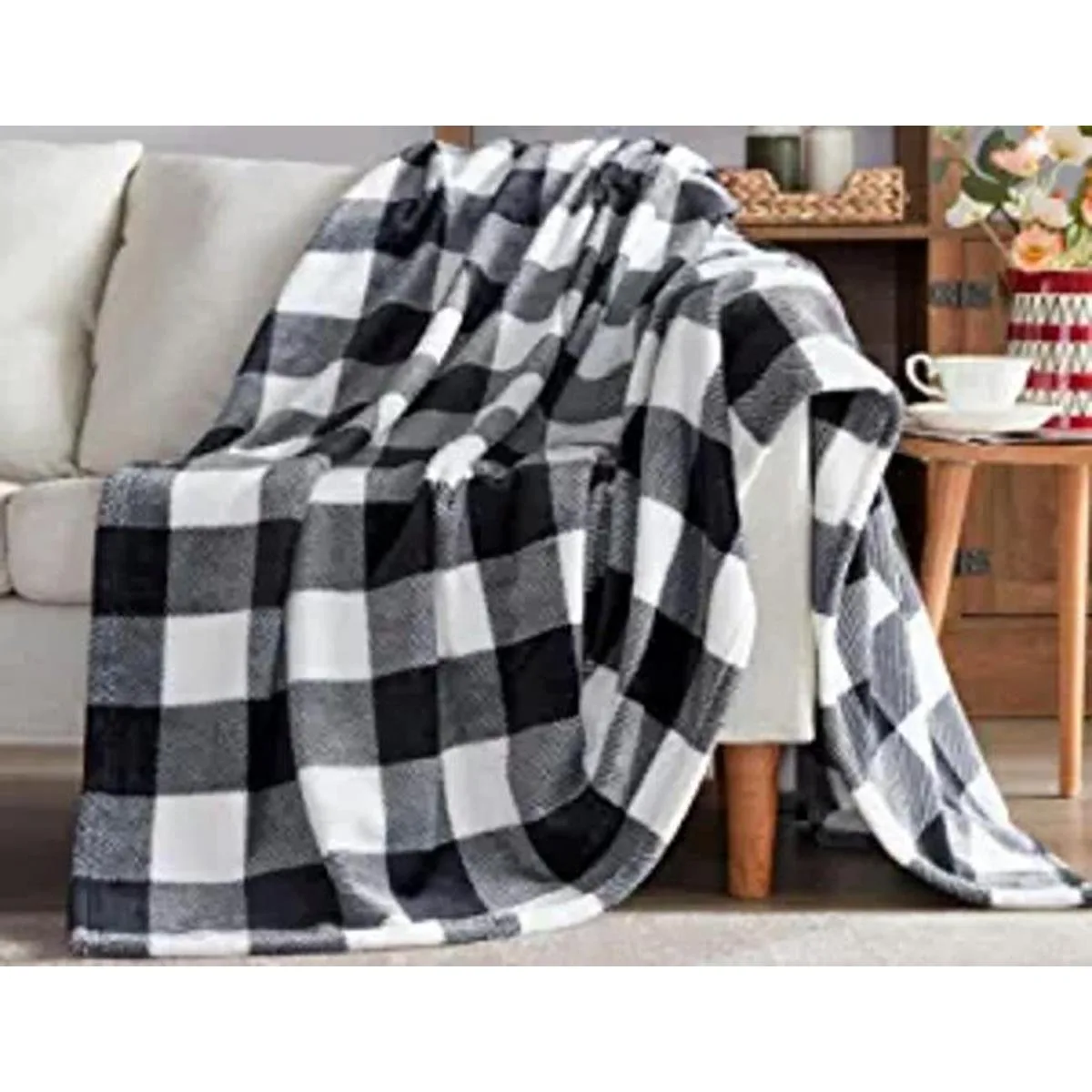 Touchat Manta de forro polar manta a cuadros de búfalo_1