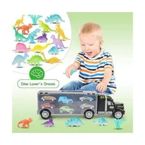 Dinosaur Transport Toy Trucks with 16 Glowing Dino Figures_4