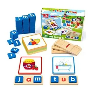 Coogam Letras de lectura de vocales cortas de madera_1