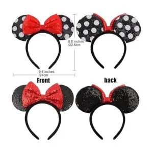 Diademas con orejas de ratón 2 piezas clásicas con lazo_2
