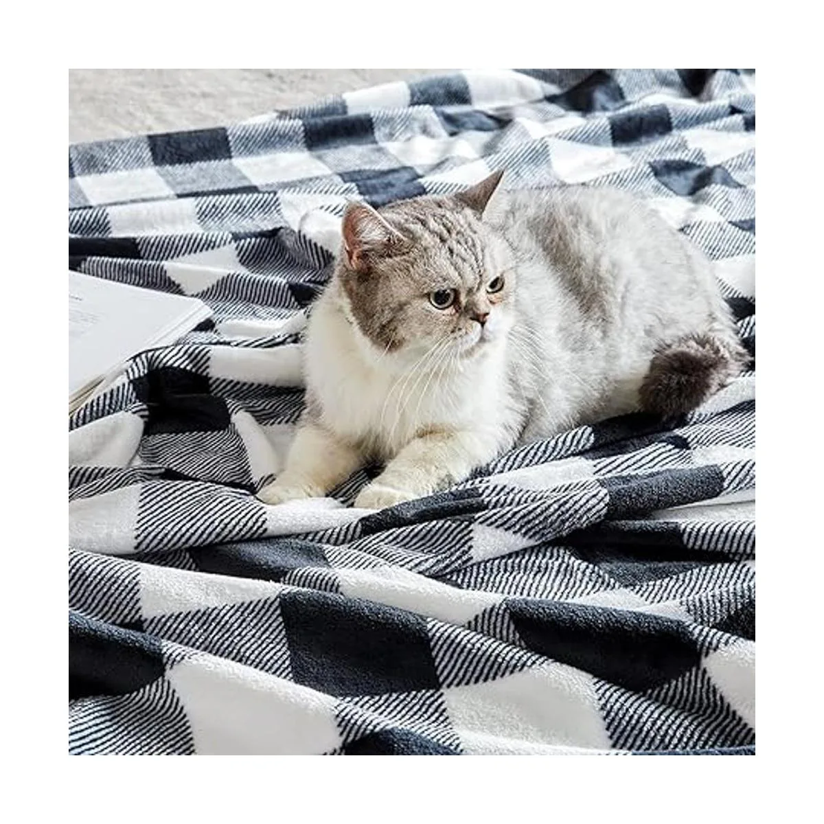 Touchat Manta de forro polar manta a cuadros de búfalo_6