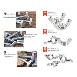 LBY 100 tornillos de mano moleteados cabeza moleteada_2