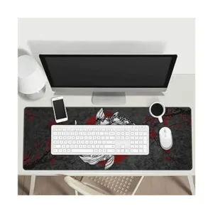 Alfombrilla de ratón japonesa Koi Fish Ying Yang negro y_7