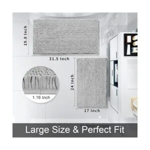Yimobra Juego de 2 alfombras de baño de felpilla de lujo_5