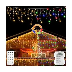 Luces de carámbanos de Navidad que funcionan con pilas_1