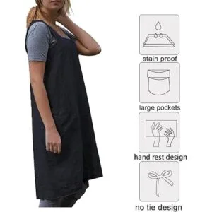Pinafore Delantal de espalda cruzada para mujer con_4