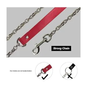 Collar de cuero para perro con correa forro de piel_3