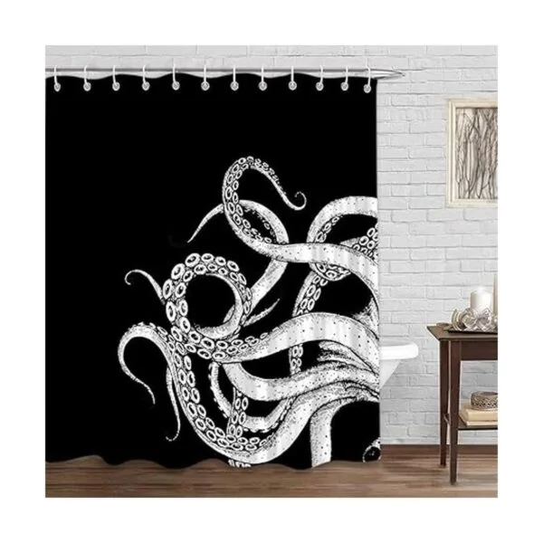 Juego de cortinas de ducha para baño con decoración de_3