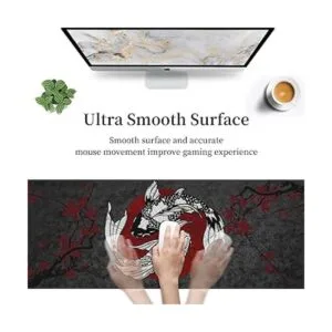 Alfombrilla de ratón japonesa Koi Fish Ying Yang negro y_6