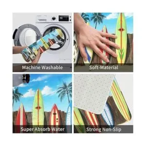 Alfombra de baño tropical divertida y suave costera_5