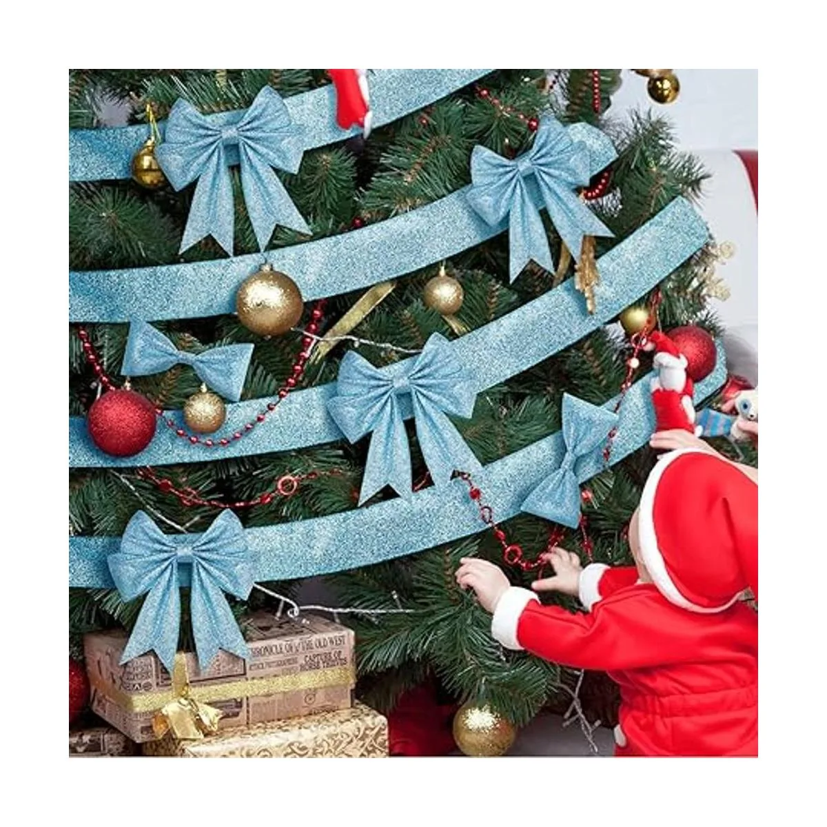 Dilunave 2 rollos de cinta de Navidad de 20 yardas cinta_5