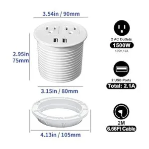 Desk Power Grommet with USB Ports Desktop Outlet Recessed_3