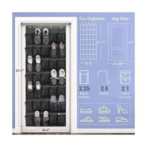Organizadores de zapatos sobre la puerta 35 bolsillos de_3
