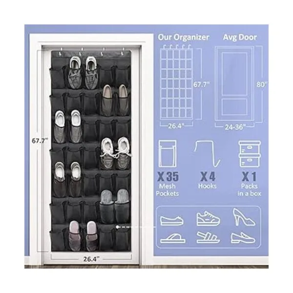 Organizadores de zapatos sobre la puerta 35 bolsillos de_3