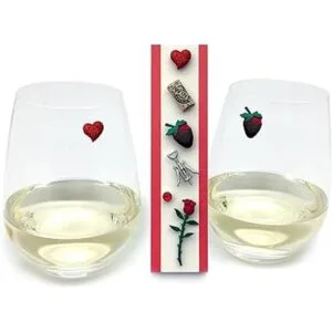 San Valentín Regalo para Ella Vino encantos de vidrio_3