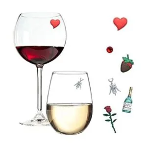 San Valentín Regalo para Ella Vino encantos de vidrio_1