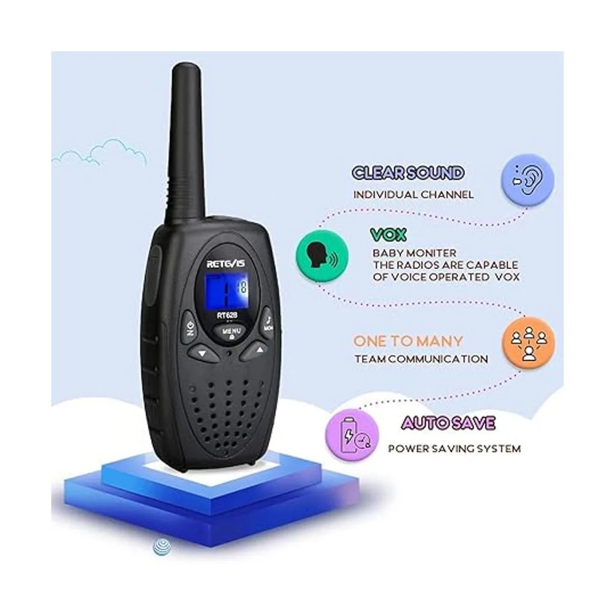 Retevis RT628 VOX UHF Portable 22 Canal FRSGMRS Kids_3