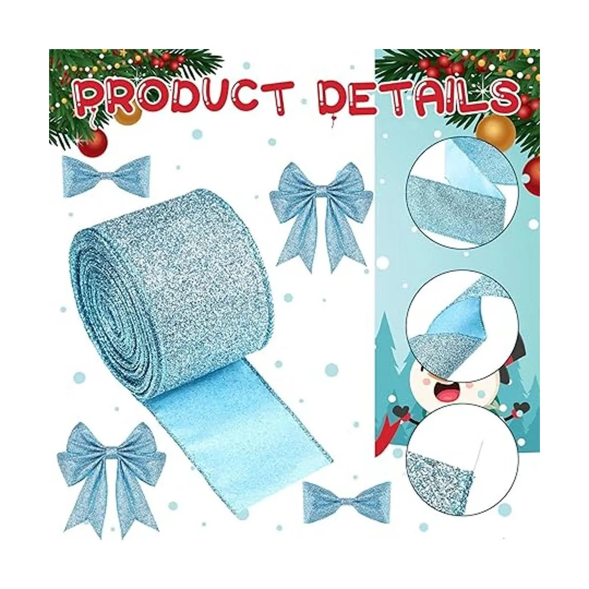 Dilunave 2 rollos de cinta de Navidad de 20 yardas cinta_2