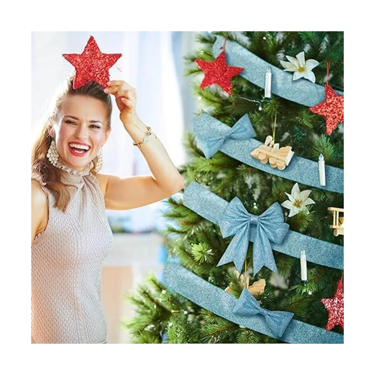 Dilunave 2 rollos de cinta de Navidad de 20 yardas cinta_6