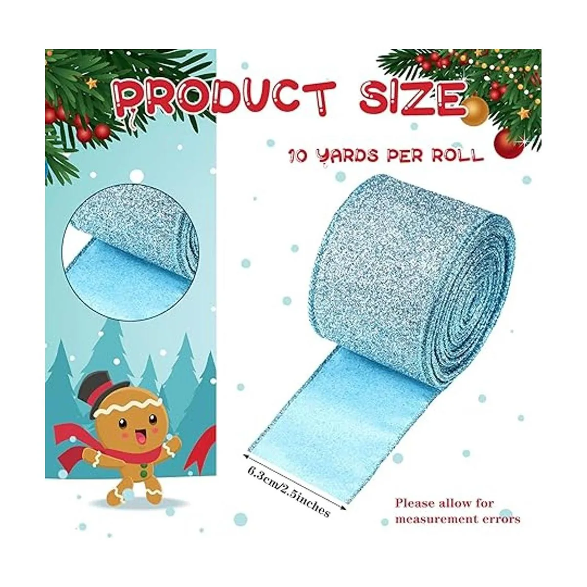 Dilunave 2 rollos de cinta de Navidad de 20 yardas cinta_3