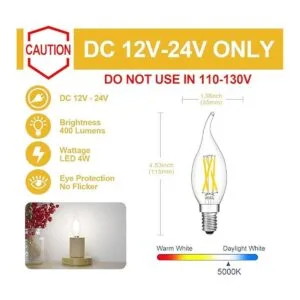 Bombilla LED de bajo voltaje de 12 V 24 V con base E12_3