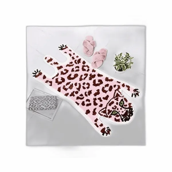 Panstar Lindo tapete de baño de leopardo rosa para baño_1