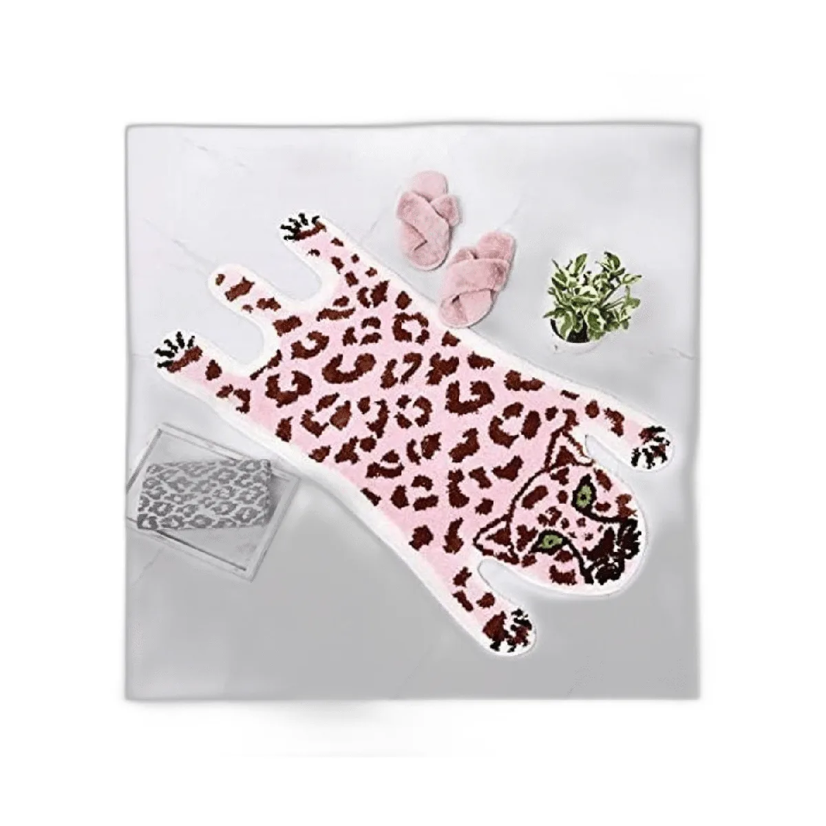 Panstar Lindo tapete de baño de leopardo rosa para baño_1