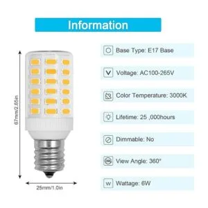 Bombilla LED E17 de base intermedia de 6 W equivalente a_2