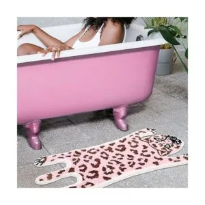 Panstar Lindo tapete de baño de leopardo rosa para baño_2