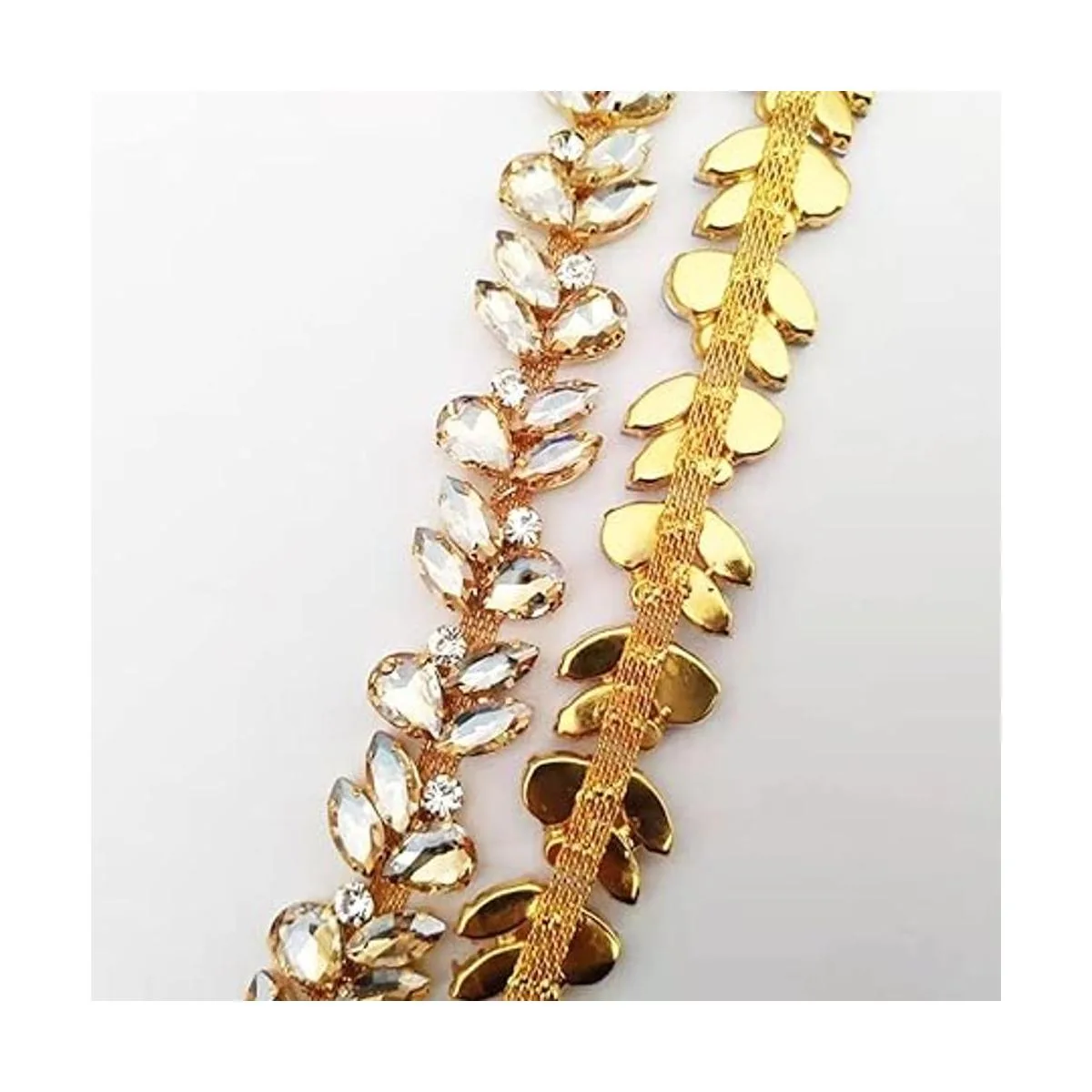 Cadena de diamantes de imitación de color champán de 1_2