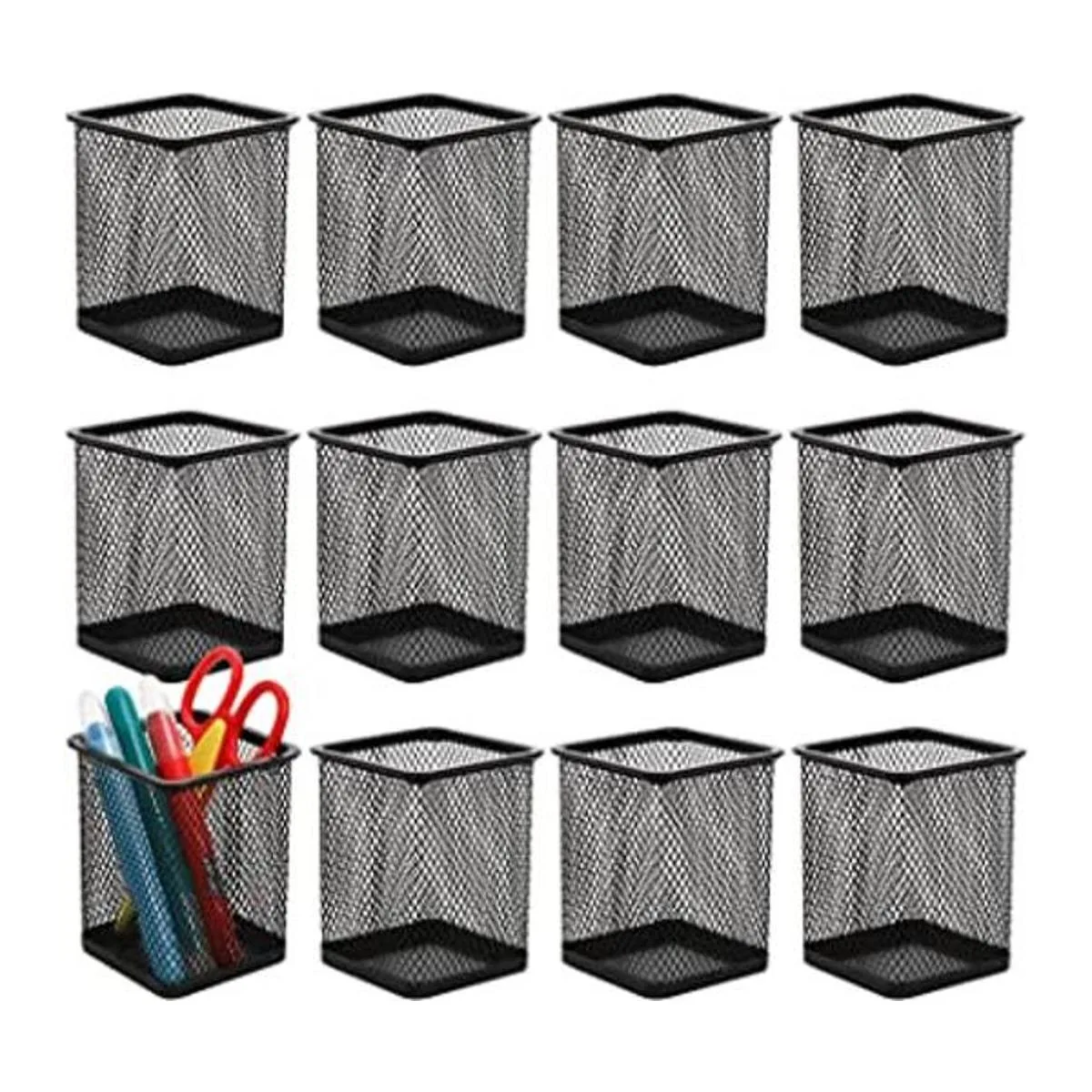 Nicunom Paquete de 12 soportes de metal cuadrados de malla_1