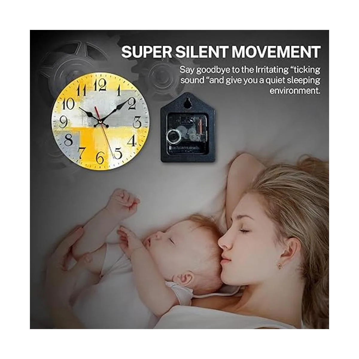 Reloj de pared de madera silencioso sin tictac pintura_2