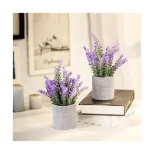 CADNLY Planta de lavanda artificial en macetas flores_2
