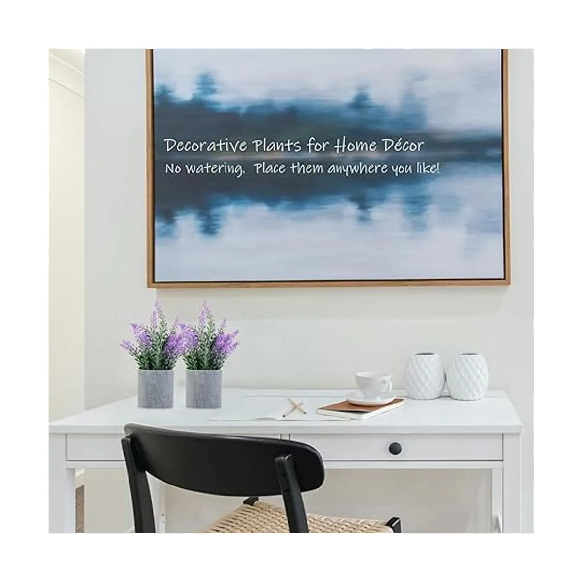 CADNLY Planta de lavanda artificial en macetas flores_3